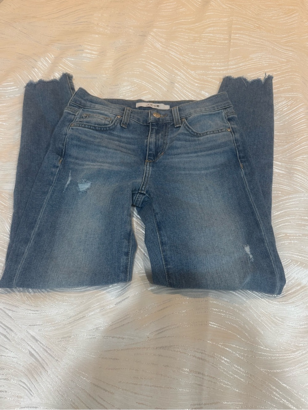 Joe’s Jeans Skinny Ankle  Blue Distressed Raw Hem Jeans Size 25